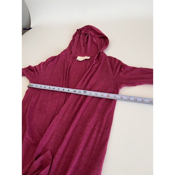 Cynthia Rowley Linen Hooded Duster Cardigan Size S Pink Long Lightweight Beachy - Picture 6 of 9